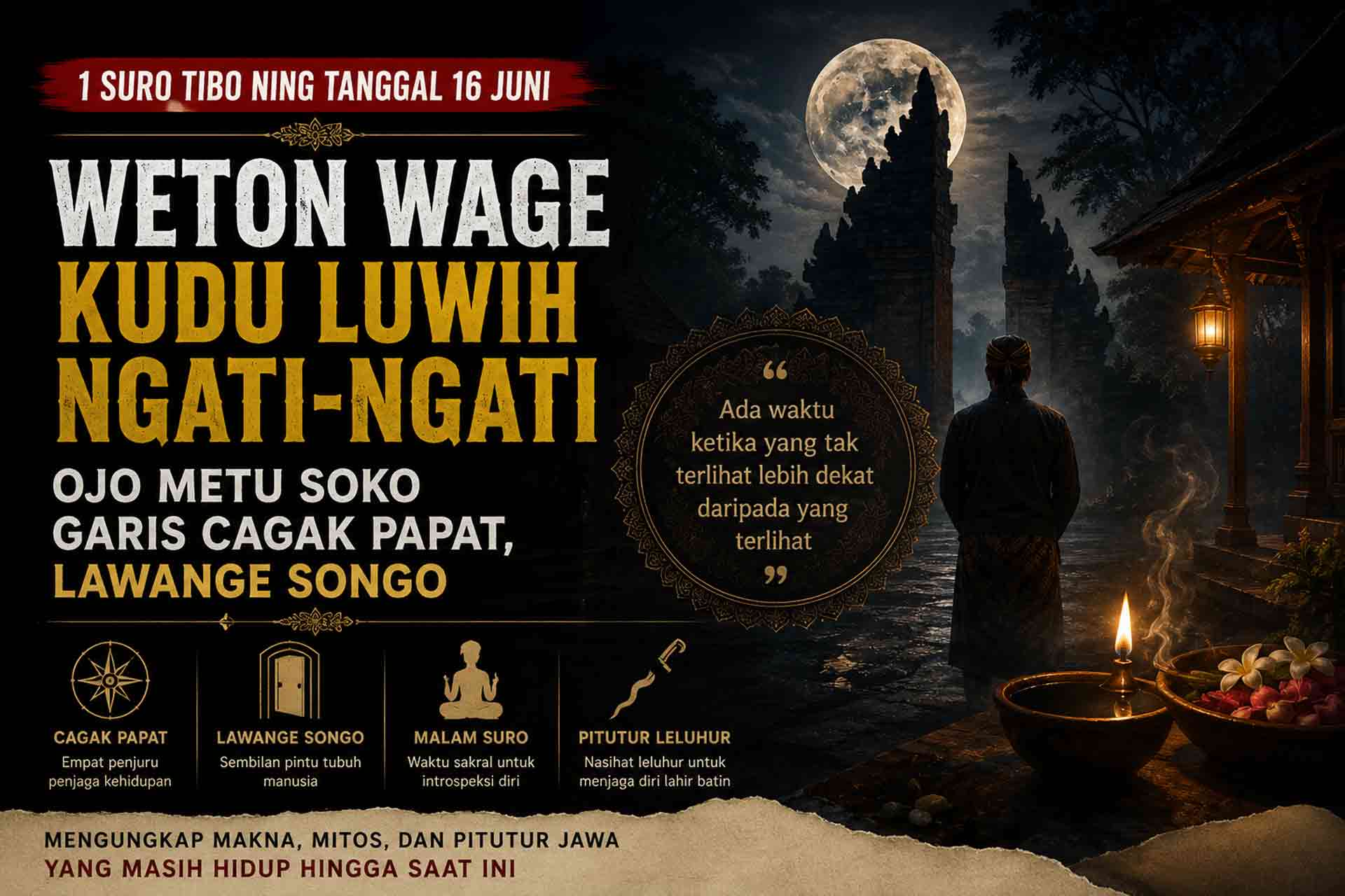 Malam 1 Suro jatuh pada tanggal 16 Juni 2026